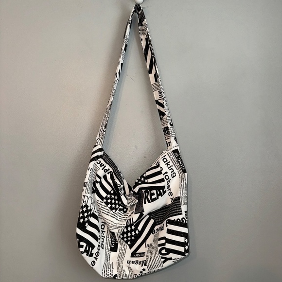 EUC Vintage Handmade Newspaper Print Shift Dress & Messenger Bag Size XL - Picture 10 of 14